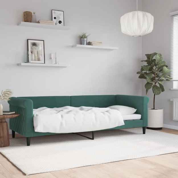 Letto da Giorno Verde Scuro 80x200 cm in Velluto