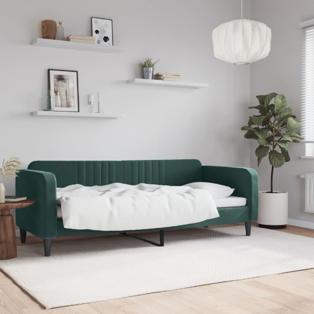 Letto da Giorno Verde Scuro 80x200 cm in Velluto