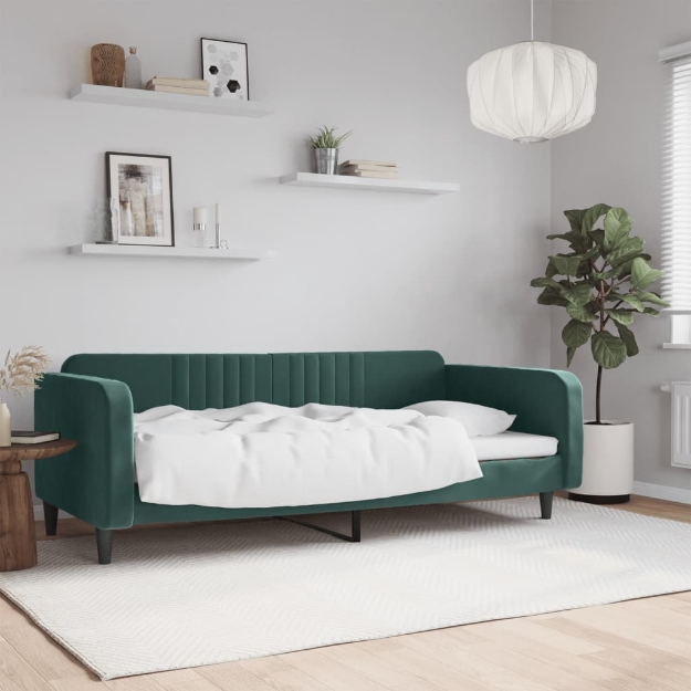 Letto da Giorno Verde Scuro 90x200 cm in Velluto