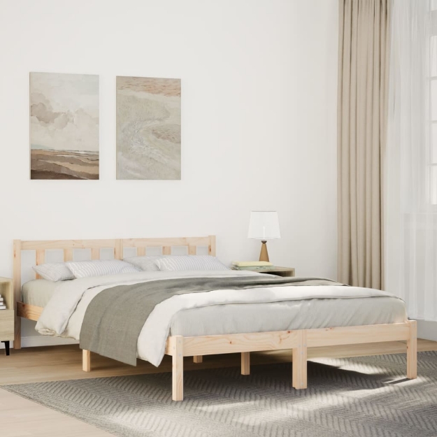 Letto Extra Lungo senza Materasso 140x210 cm in Legno di Pino