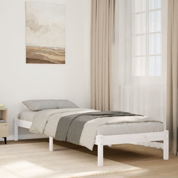 Letto Extra Lungo senza Materasso Bianco 100x220 cm in Pino