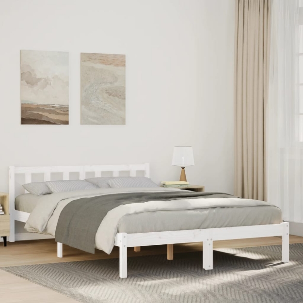 Letto Extra Lungo senza Materasso Bianco 140x220 cm in Pino