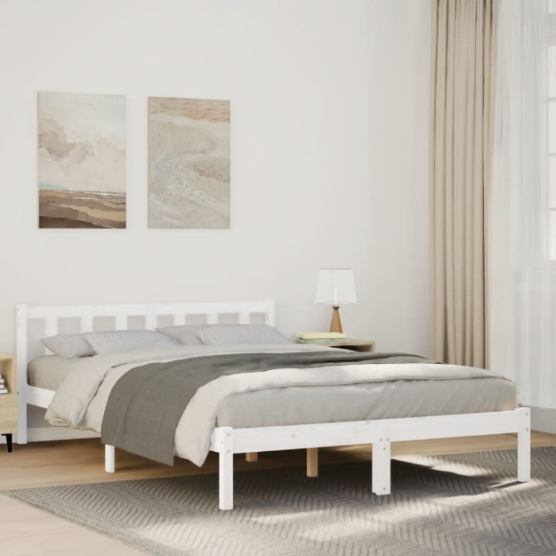 Letto Extra Lungo senza Materasso Bianco 180x200 cm in Pino