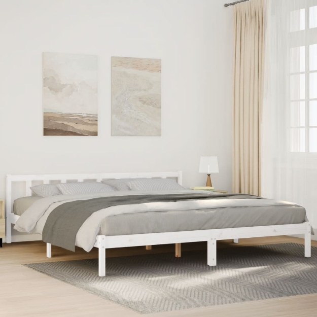 Letto Extra Lungo senza Materasso Bianco 180x210 cm in Pino