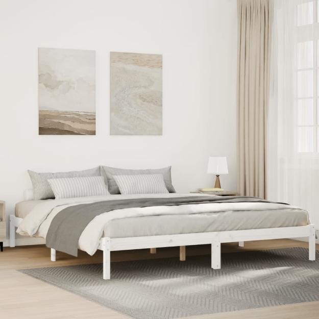 Letto Extra Lungo senza Materasso Bianco 180x220 cm in Pino