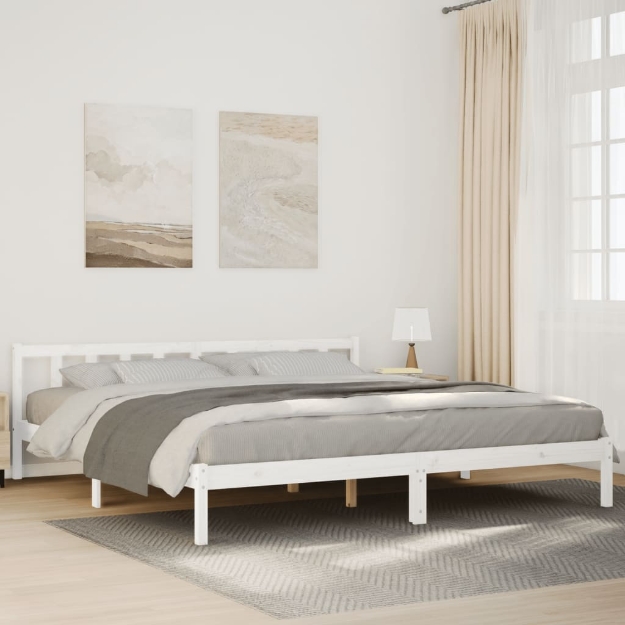 Letto Extra Lungo senza Materasso Bianco 200x210 cm in Pino