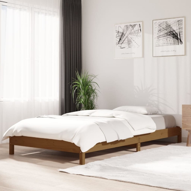 Letto Impilabile Marrone Ambra 90x190 cm Legno Massello di Pino