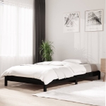 Letto Impilabile Nero 80x200 cm in Legno Massello di Pino