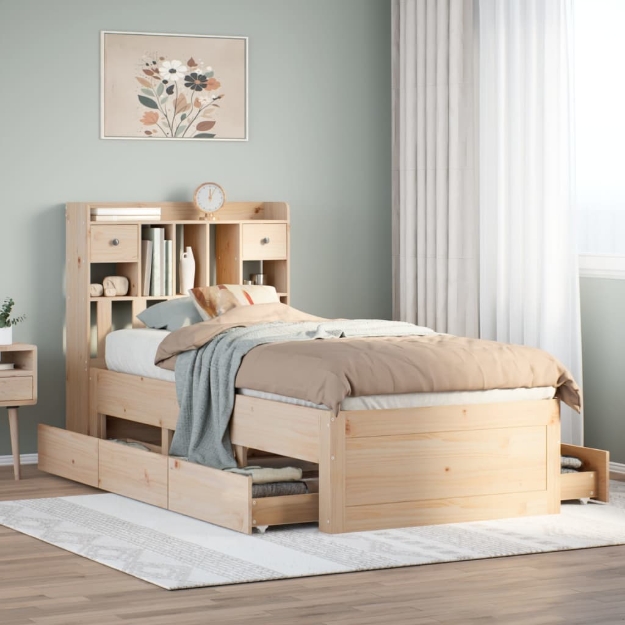 Letto Libreria senza Materasso 100x200 cm in Legno di Pino