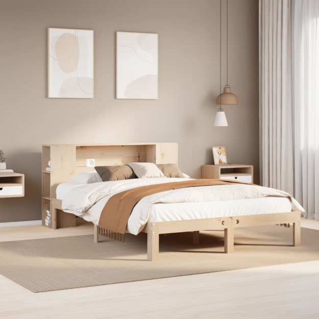 Letto Libreria senza Materasso 135x190 cm in Legno di Pino