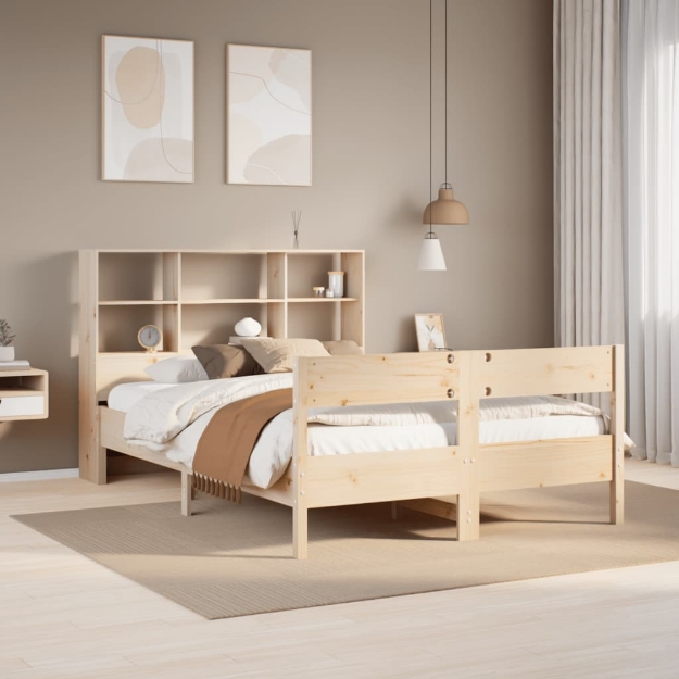 Letto Libreria senza Materasso 140x190 cm in Legno di Pino