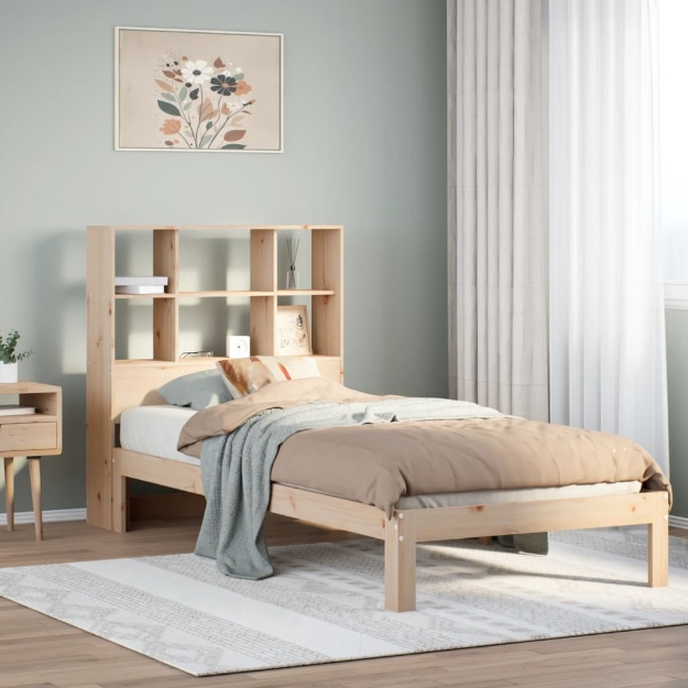 Letto Libreria senza Materasso 90x190 cm Legno Massello Pino