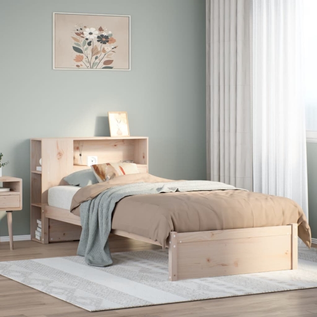 Letto Libreria senza Materasso 90x190 cm Legno Massello Pino