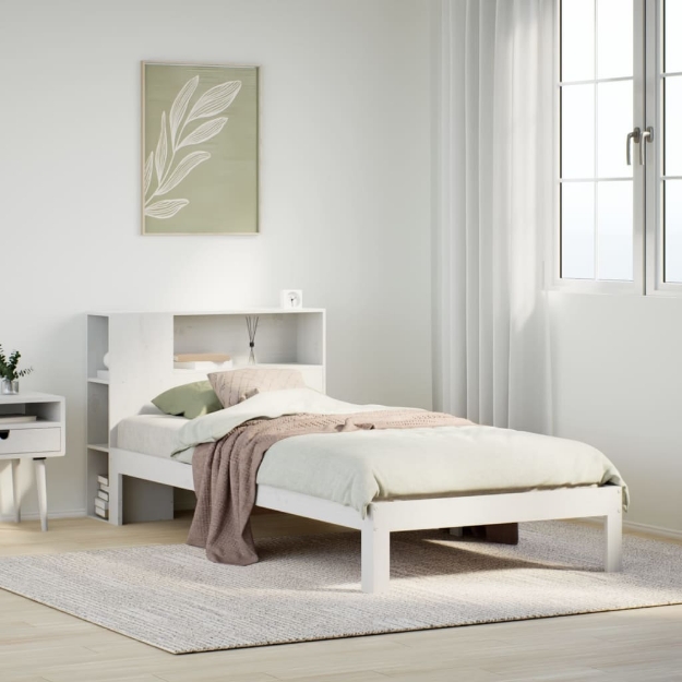 Letto Libreria senza Materasso Bianca 90x200 cm Legno di Pino