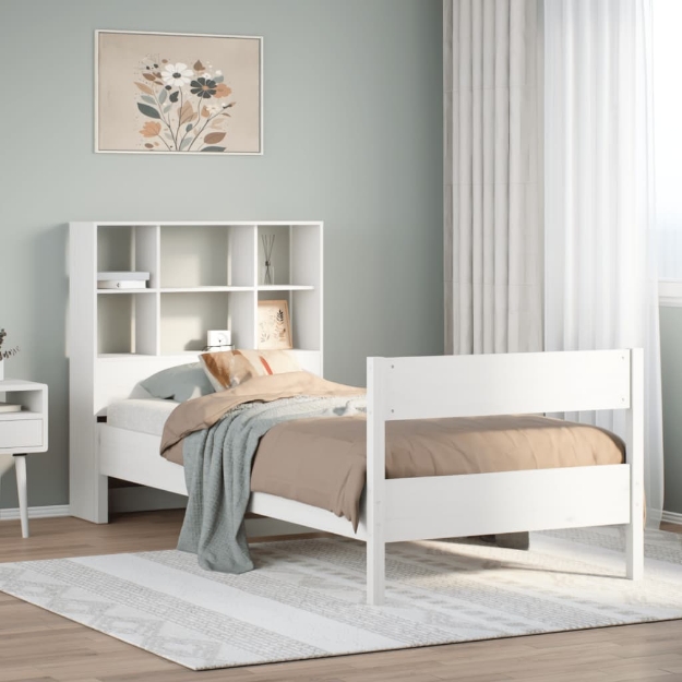 Letto Libreria senza Materasso Bianco 100x200 cm Legno di Pino