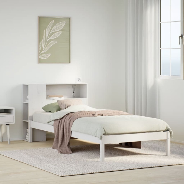 Letto Libreria senza Materasso Bianco 100x200 cm Legno di Pino