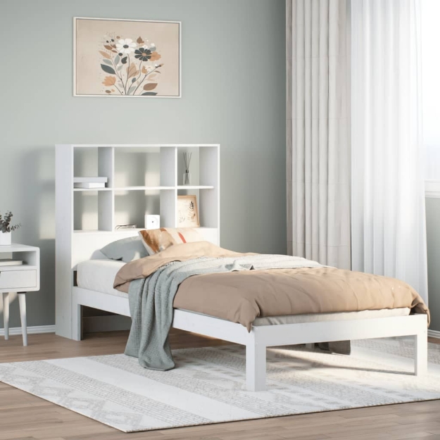 Letto Libreria senza Materasso Bianco 100x200 cm Legno di Pino