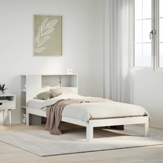 Letto Libreria senza Materasso Bianco 100x200 cm Legno di Pino