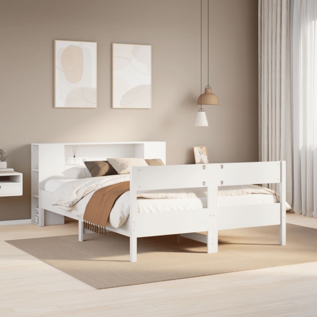 Letto Libreria senza Materasso Bianco 120x190 cm Legno di Pino