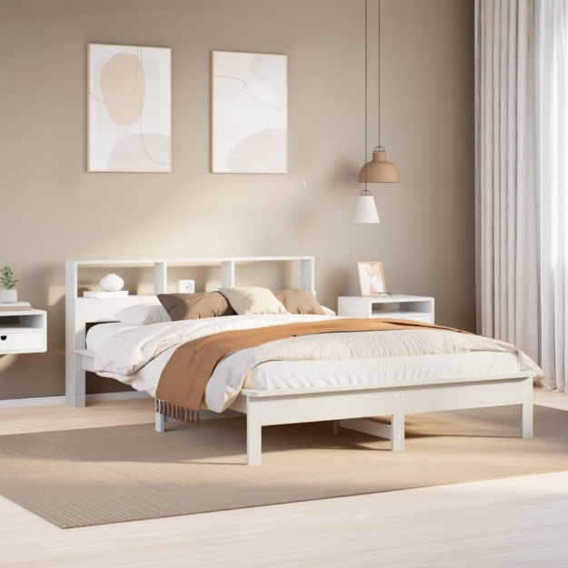 Letto Libreria senza Materasso Bianco 120x190 cm Legno di Pino