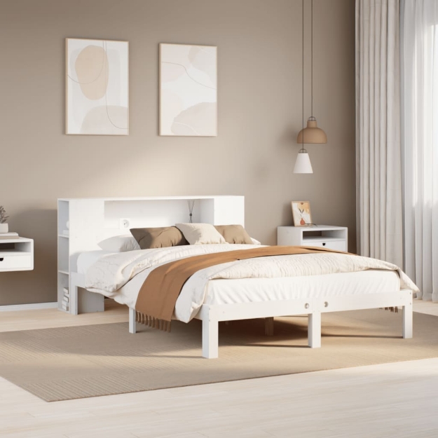 Letto Libreria senza Materasso Bianco 120x190 cm Legno di Pino