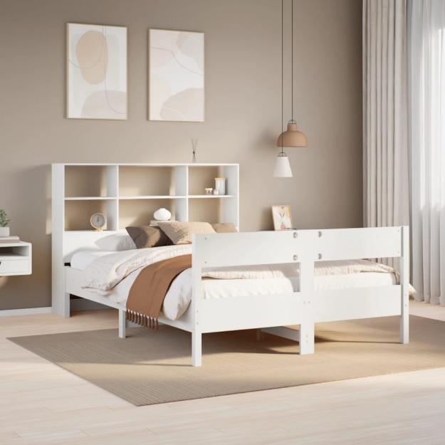 Letto Libreria senza Materasso Bianco 120x190 cm Legno di Pino