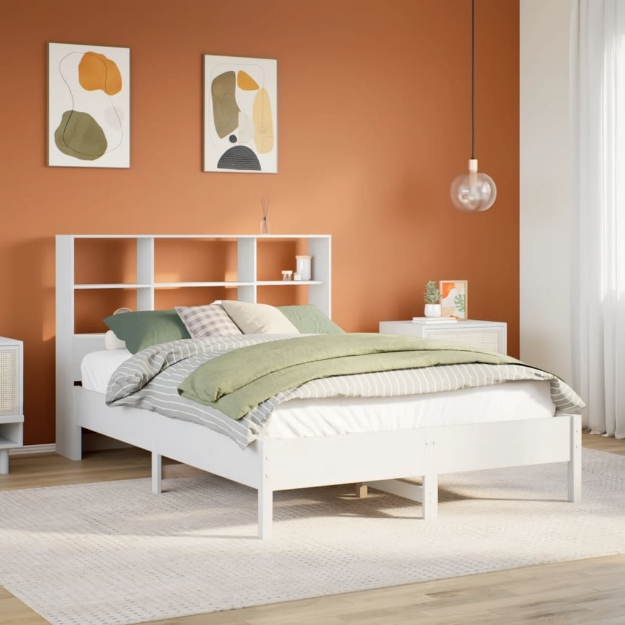 Letto Libreria senza Materasso Bianco 120x190 cm Legno di Pino