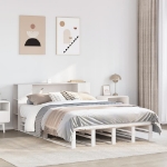 Letto Libreria senza Materasso Bianco 120x190 cm Legno Massello