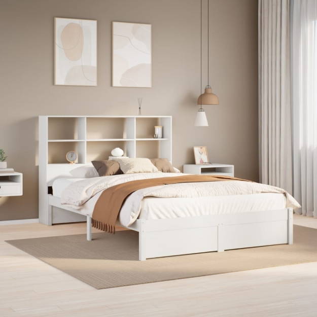 Letto Libreria senza Materasso Bianco 120x200 cm Legno di Pino