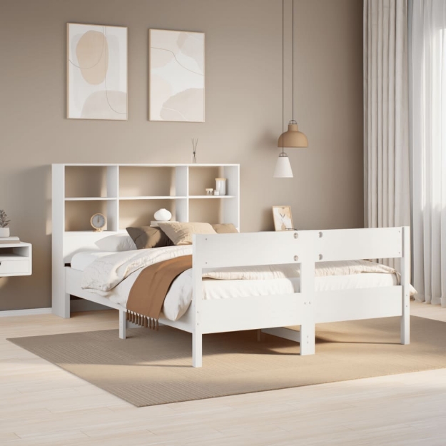 Letto Libreria senza Materasso Bianco 135x190 cm Legno di Pino