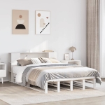 Letto Libreria senza Materasso Bianco 140x190 cm Legno Massello