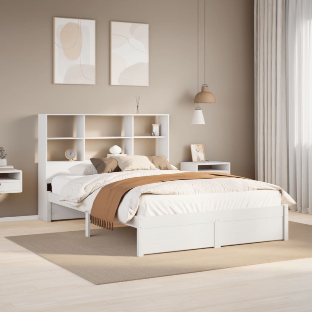 Letto Libreria senza Materasso Bianco 160x200 cm Legno di Pino