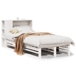 Letto Libreria senza Materasso Bianco 90x190 cm Legno Massello