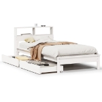 Letto Libreria senza Materasso Bianco 90x190 cm Massello Pino