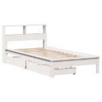 Letto Libreria senza Materasso Bianco 90x190 cm Massello Pino