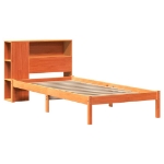 Letto Libreria senza Materasso Marrone Cera 100x200 cm in Pino