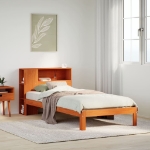 Letto Libreria senza Materasso Marrone Cera 100x200 cm in Pino