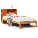 Letto Libreria senza Materasso Marrone Cera 100x200 cm in Pino