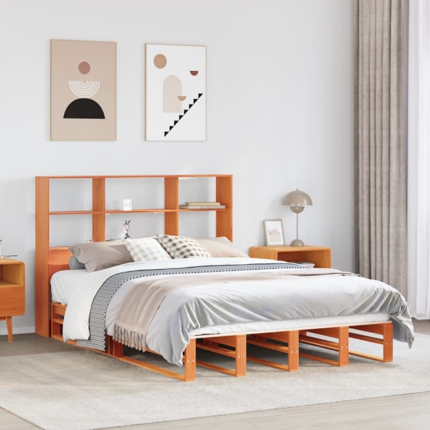 Letto Libreria senza Materasso Marrone Cera 120x190 cm Legno