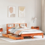 Letto Libreria senza Materasso Marrone Cera 120x200 cm in Pino