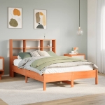 Letto Libreria senza Materasso Marrone Cera 135x190 cm in Pino