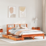 Letto Libreria senza Materasso Marrone Cera 135x190 cm in Pino