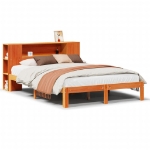 Letto Libreria senza Materasso Marrone Cera 135x190 cm in Pino