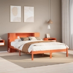 Letto Libreria senza Materasso Marrone Cera 140x200 cm in Pino