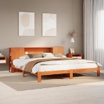 Letto Libreria senza Materasso Marrone Cera 180x200 cm in Pino