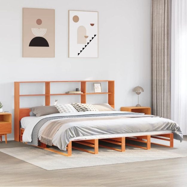 Letto Libreria senza Materasso Marrone Cera 180x200 cm Legno