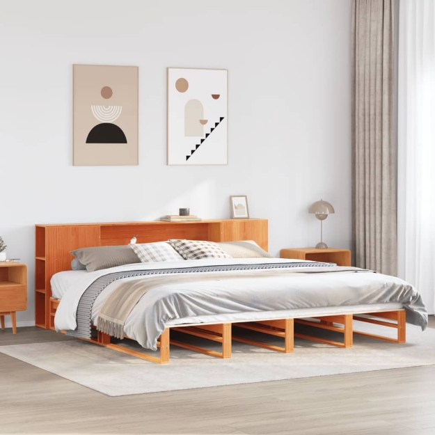 Letto Libreria senza Materasso Marrone Cera 180x200 cm Legno