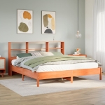 Letto Libreria senza Materasso Marrone Cera 200x200 cm in Pino