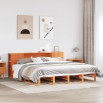 Letto Libreria senza Materasso Marrone Cera 200x200 cm Legno