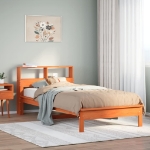 Letto Libreria senza Materasso Marrone Cera 75x190 cm in Pino